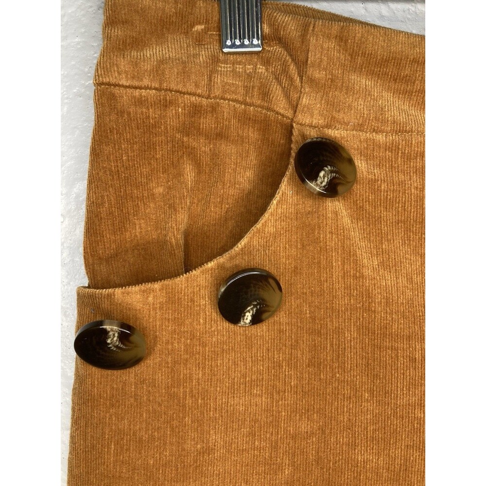 Corduroy Boho Hippie Pants Women's L Brown 70s Retro Flare Mid Rise Pull On TCEC - Picture 3 of 10